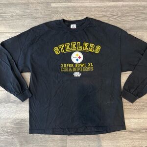 Pittsburgh Steelers NFL Super Bowl 40 XL Champions Long Sleeve T-Shirt Black 2XL